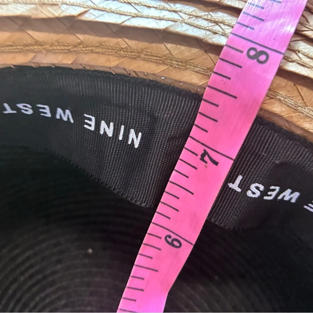 Nine West Women’s Animal Print‎ Wide Brimmed Straw Beach Vacation Sun Hat GUC